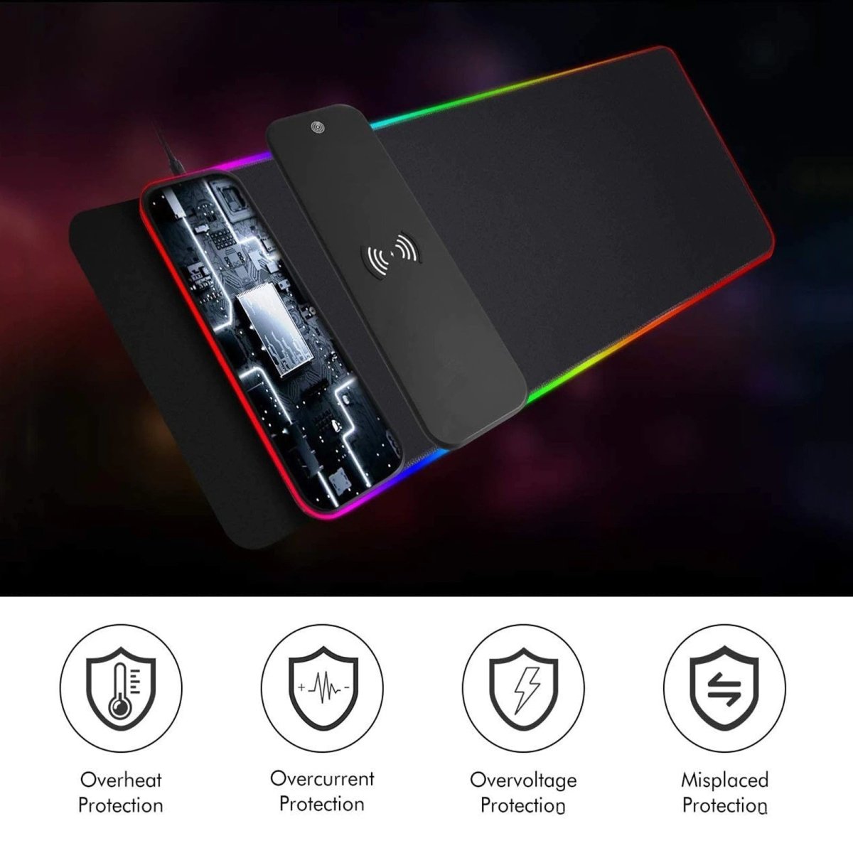 RGB Wireless Charging Mouse Pad – 15W Fast Charger, Oversized 800x300mm Gaming Desk Pad