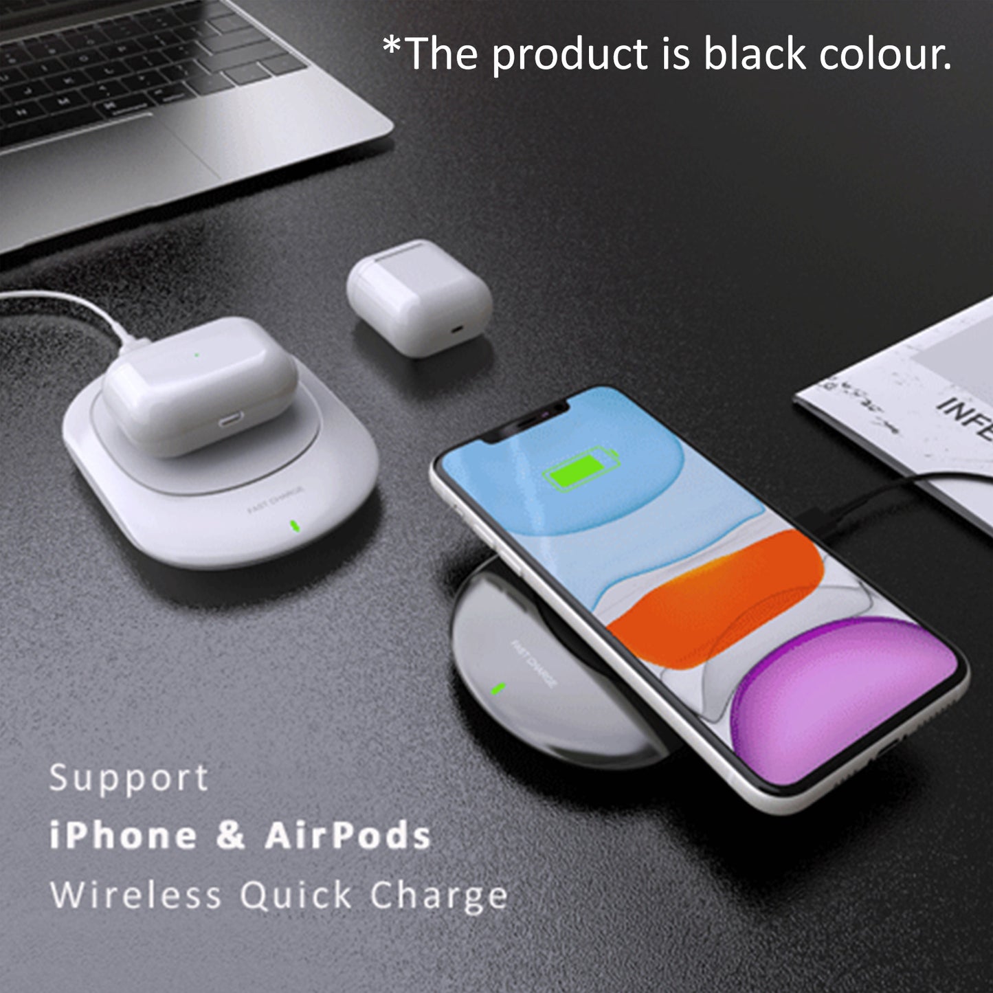 2X Sansai Wireless Charging Pads – Qi-Certified Fast Chargers for iPhone, Samsung & Android Devices