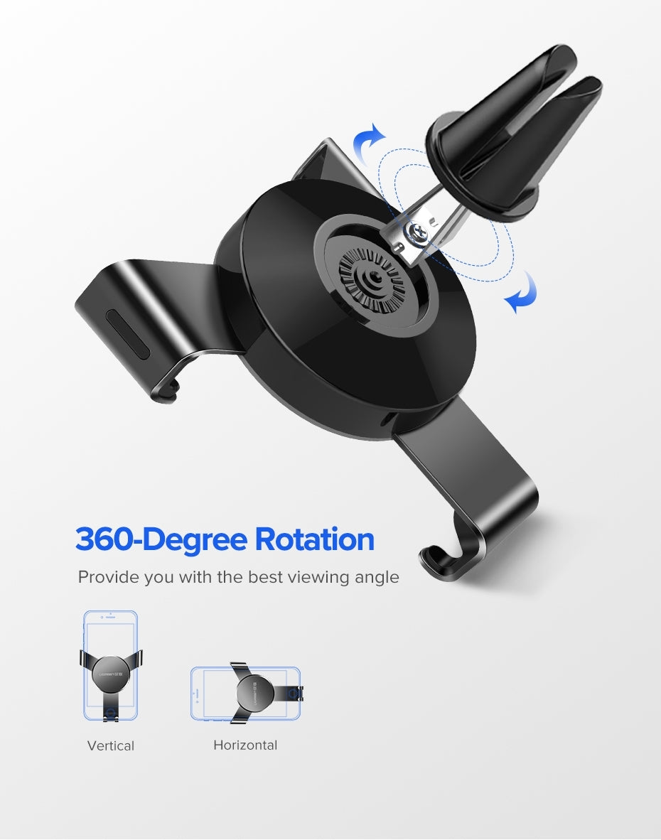 UGREEN 40907 Gravity Car Air Vent Phone Holder – Secure Mount for iPhone, Samsung & Android Devices
