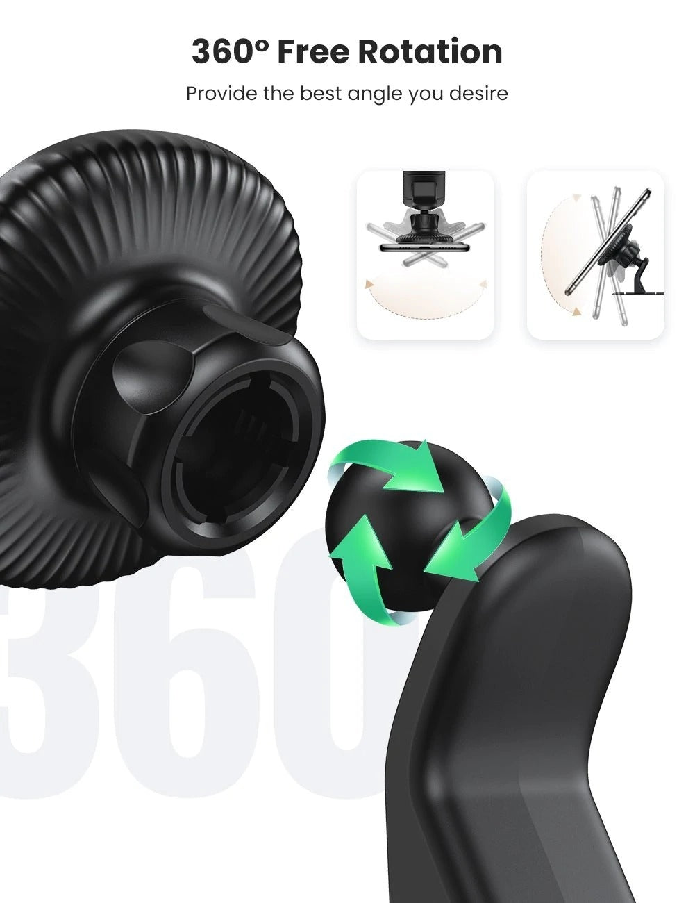 UGREEN 80785 Magnetic Phone Car Mount – 360° Rotatable Dashboard & Air Vent Holder
