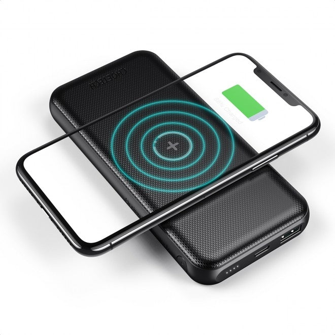 CHOETECH B650-CC 10000mAh Wireless Power Bank – Portable Fast Charger with USB-C & Qi Wireless Charging (Black)