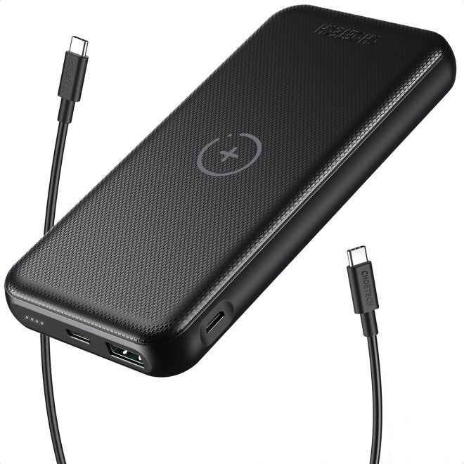 CHOETECH B650-CC 10000mAh Wireless Power Bank – Portable Fast Charger with USB-C & Qi Wireless Charging (Black)