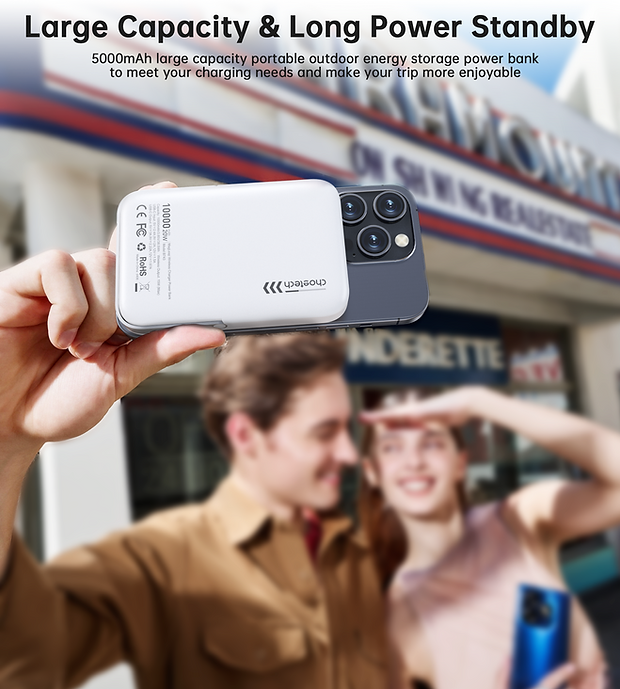 CHOETECH B743-WH 10000mAh PD 20W Magnetic Power Bank with Holder – White