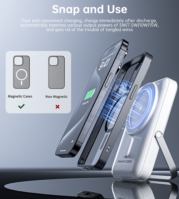 CHOETECH B743-WH 10000mAh PD 20W Magnetic Power Bank with Holder – White
