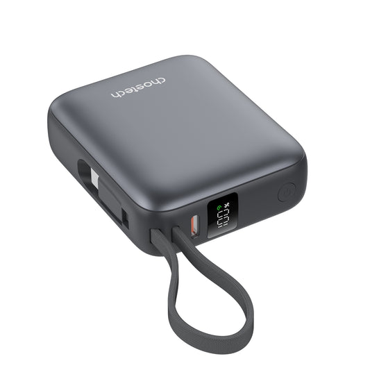 CHOETECH B832-GY 10000mAh PowerLeap Power Bank – 35W Fast Charging USB-C + USB-A Portable Charger – Compact & Travel-Friendly