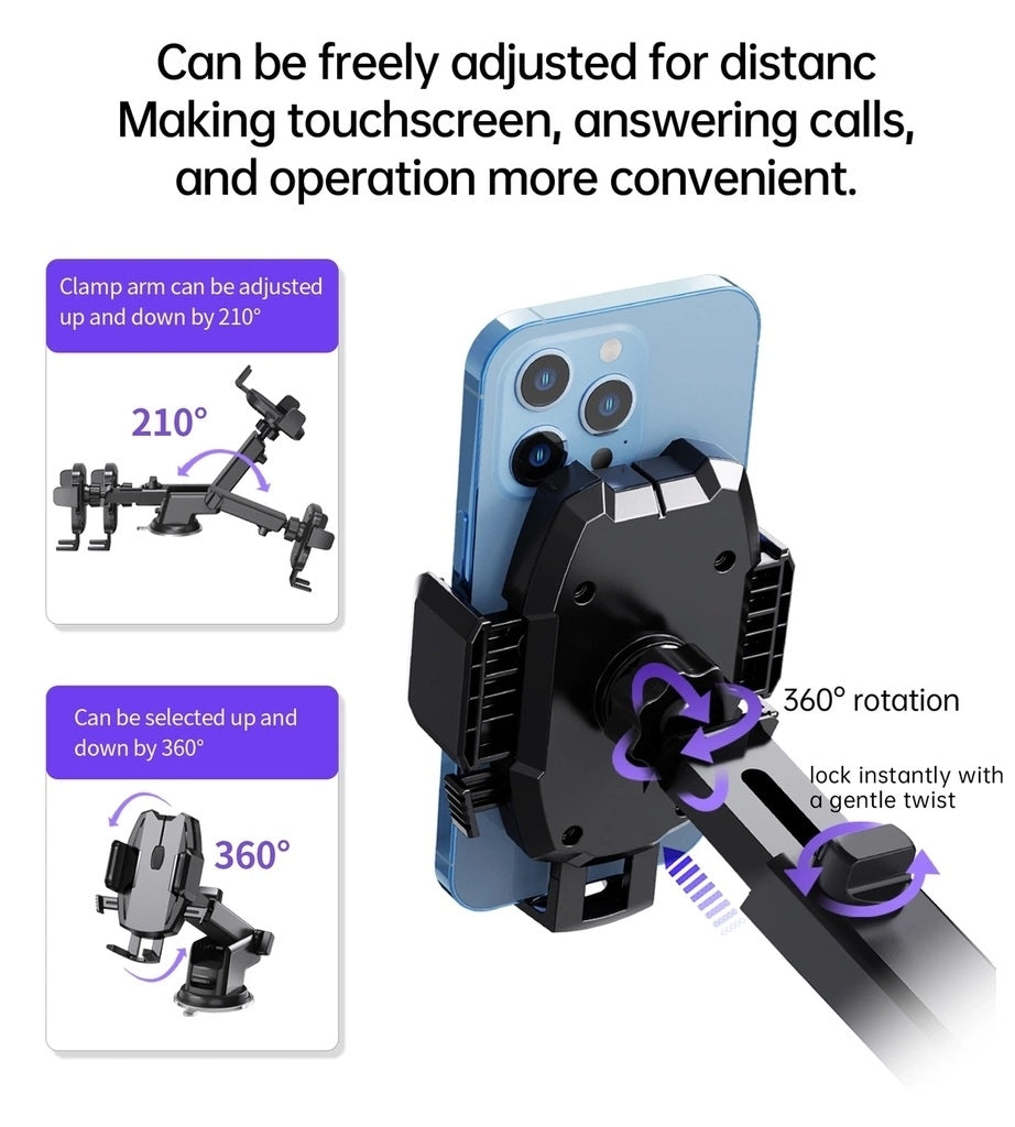CHOETECH H043 Car Phone Mount – Dashboard & Windshield Holder, Adjustable Universal Cradle