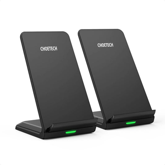 CHOETECH Fast Wireless Charging Stand 10W – Qi-Certified, Dual Pack (T524S MIX00093)