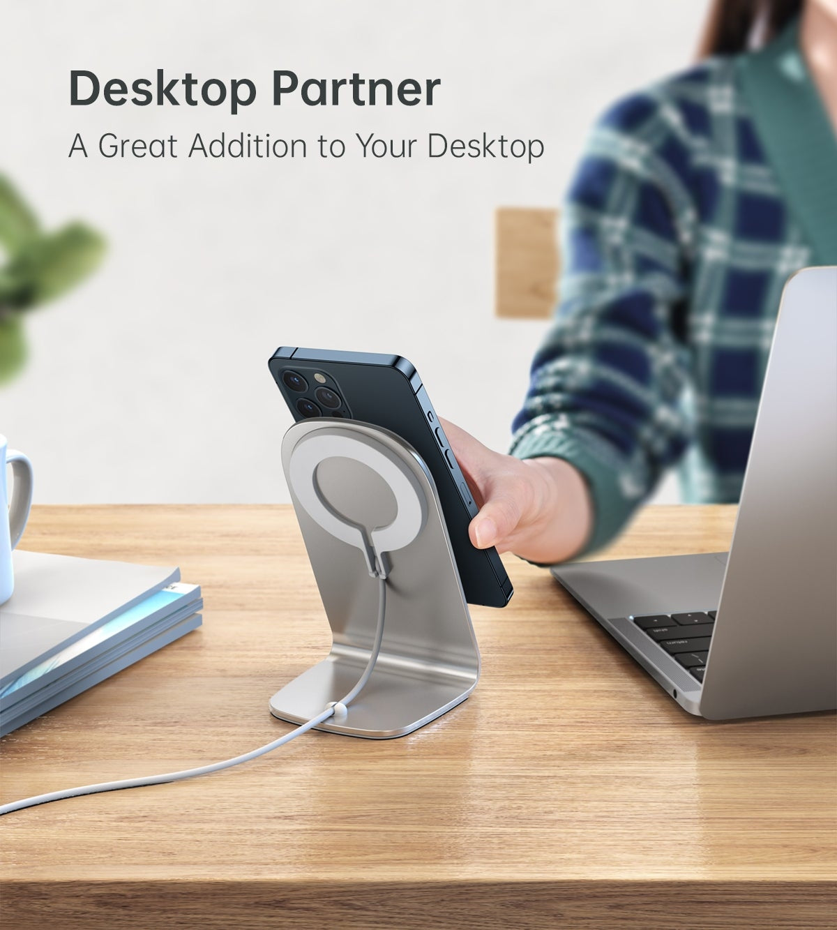 CHOETECH MIX00117SL MagSafe Fast Wireless Charger Stand – Holder for iPhone 13/12 (H047 + T517