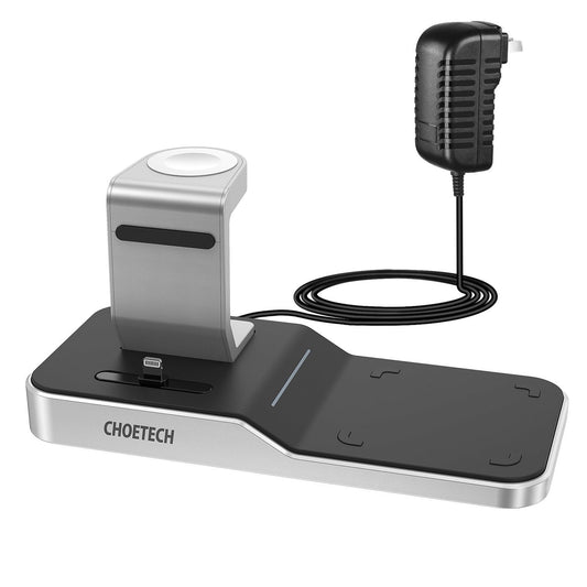 CHOETECH T316 4-in-1 Wireless Charging Station – Compatible with iPhone, Apple Watch, iPod & All Qi-Enabled Phones