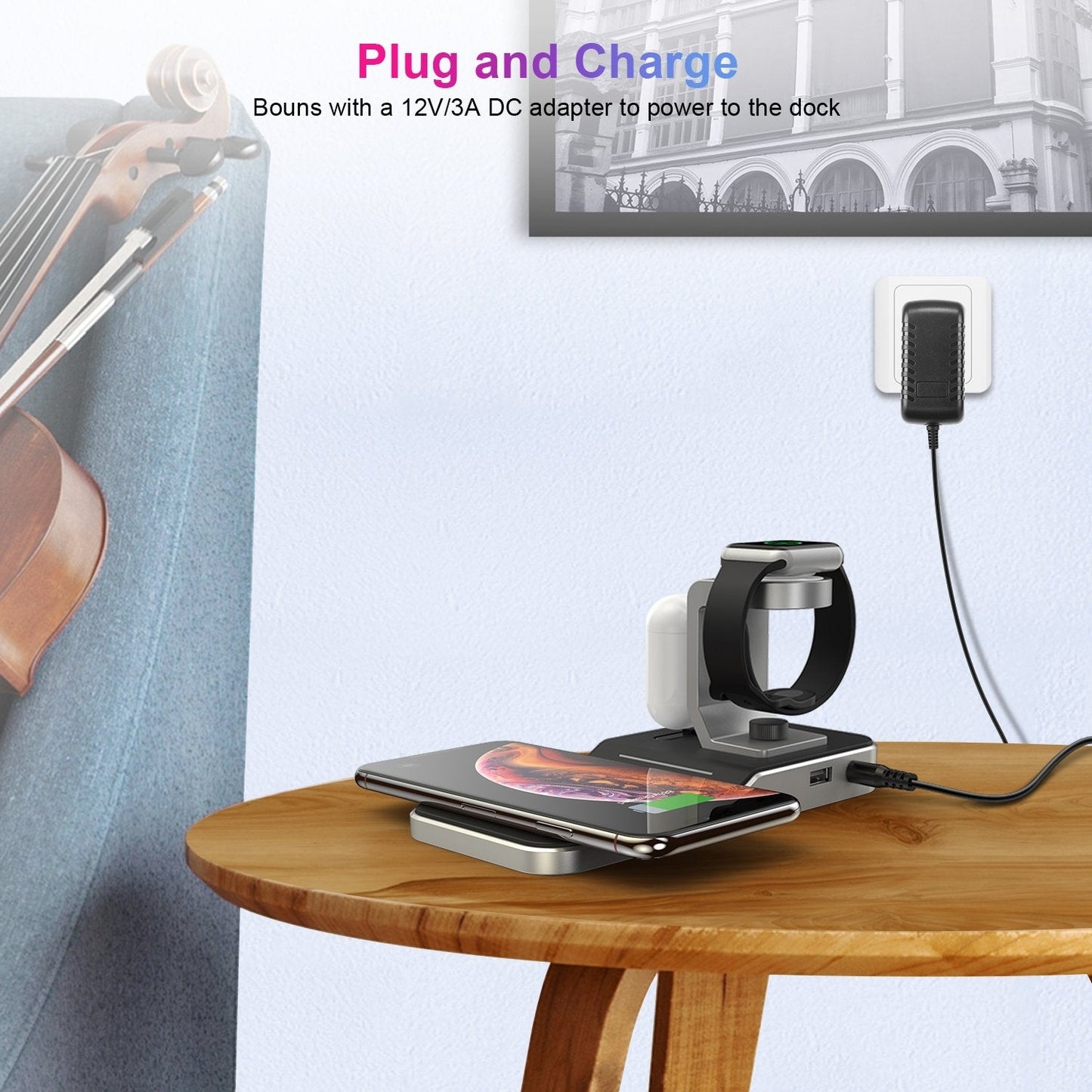 CHOETECH T316 4-in-1 Wireless Charging Station – Compatible with iPhone, Apple Watch, iPod & All Qi-Enabled Phones