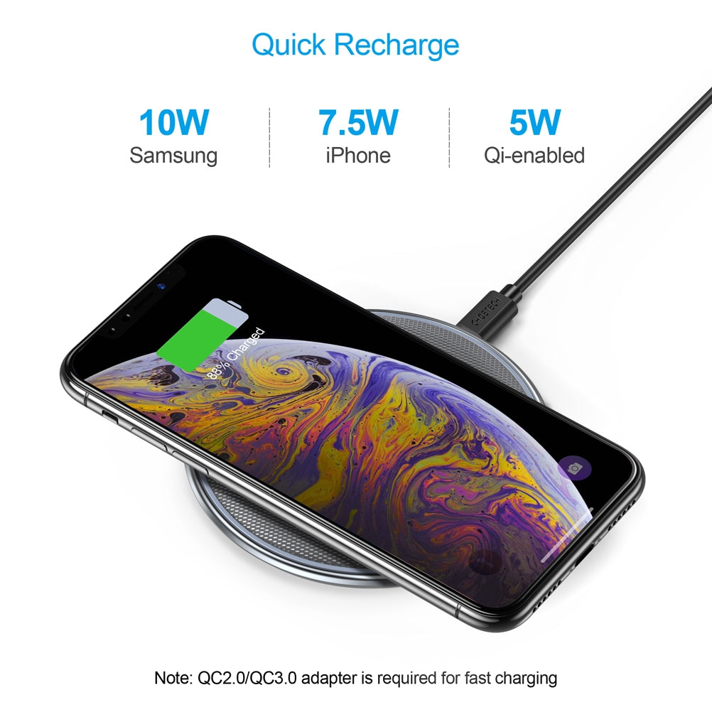CHOETECH T539-S Fast Wireless Charger – 10W Qi-Certified Charging Pad for iPhone, Samsung & Other Qi-Enabled Devices