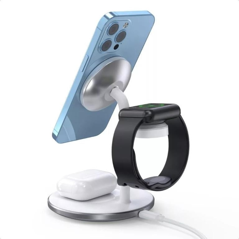 CHOETECH T585-F 3-in-1 Wireless Charging Station Dock – Fast Charger for iPhone, Apple Watch & AirPods