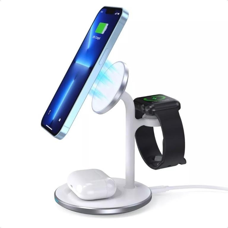 CHOETECH T585-F 3-in-1 Wireless Charging Station Dock – Fast Charger for iPhone, Apple Watch & AirPods