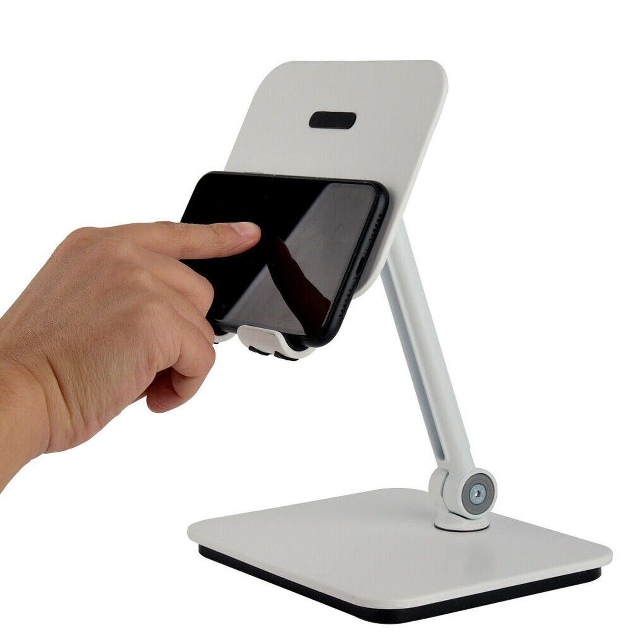 3-in-1 Full Motion Device Holder – Adjustable Stand for Smartphone, Tablet & Laptop – White