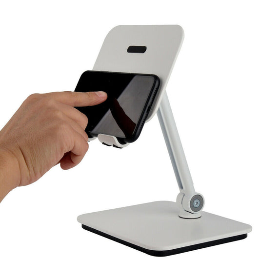 3-in-1 Full Motion Device Holder – Adjustable Stand for Smartphone, Tablet & Laptop – White