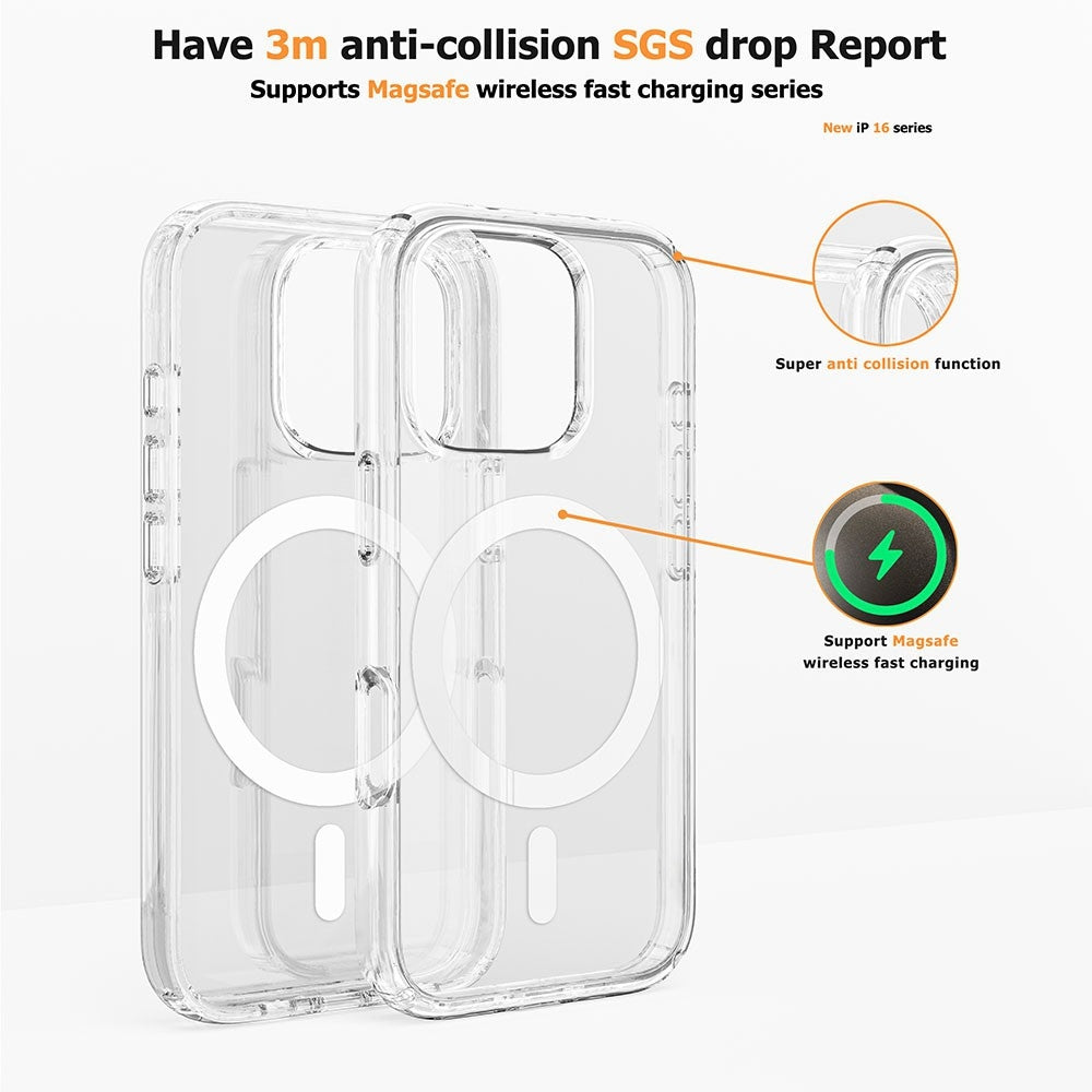 Ultimake Shockproof MagSafe Case for iPhone 16 Pro – Transparent Protective Cover with Magnetic Charging Support