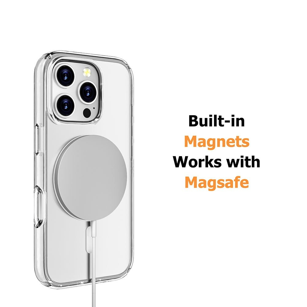 Ultimake Shockproof MagSafe Case for iPhone 16 Pro – Transparent Protective Cover with Magnetic Charging Support