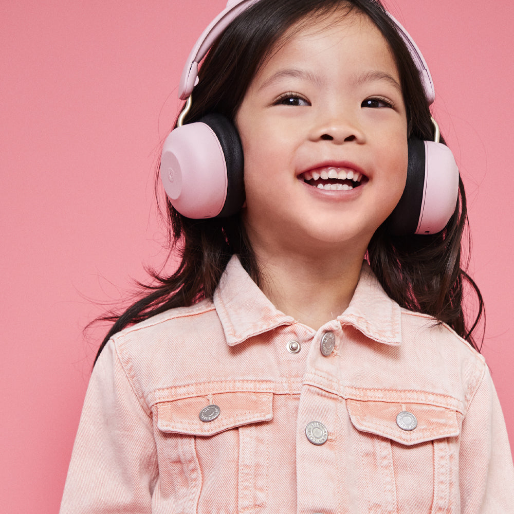 Kreafunk Kids Buzz Junior Bluetooth Headphones – Wireless, Safe Volume Limit, Lightweight, Dusty Rose