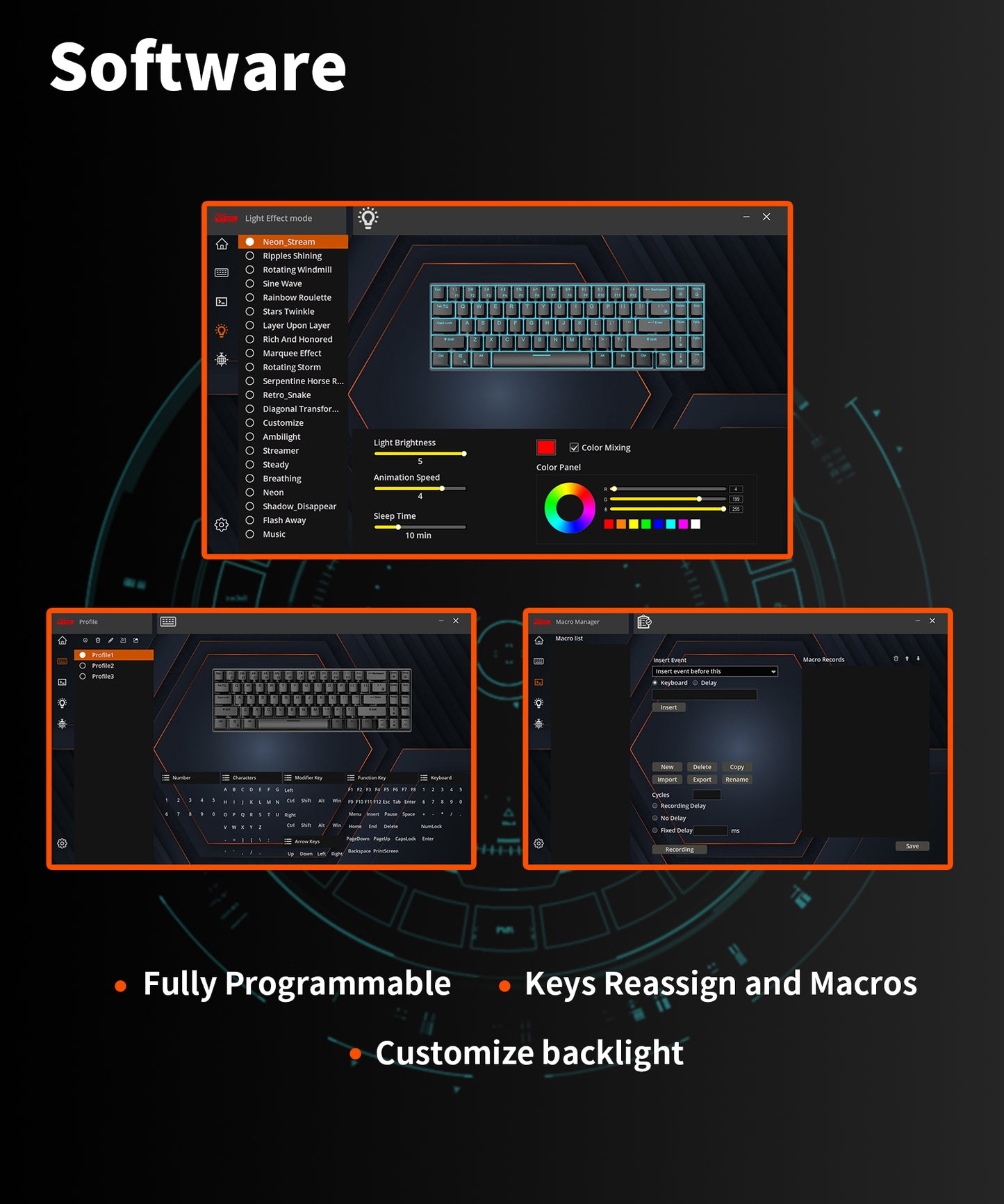 ROYAL KLUDGE RK84 Wireless Mechanical Keyboard – 65% Compact, Hot-Swappable, Blue Switch – Black"