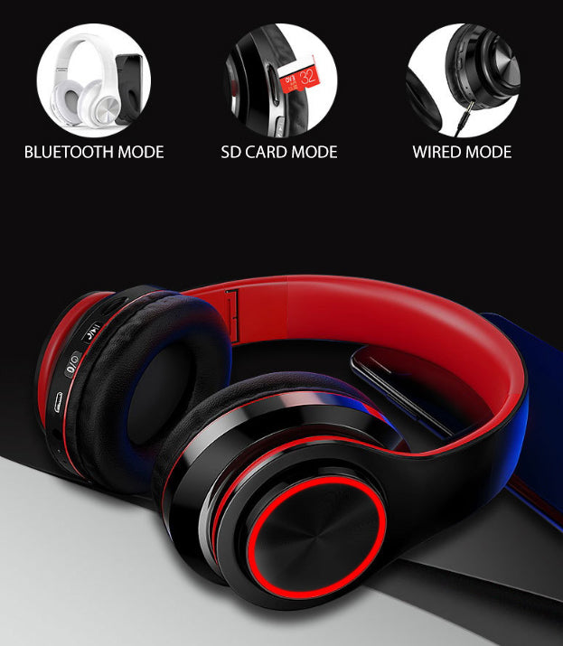 Bluetooth 5.0 Foldable Wireless Stereo Headphones – Over-Ear Earphones with HD Sound (Black)