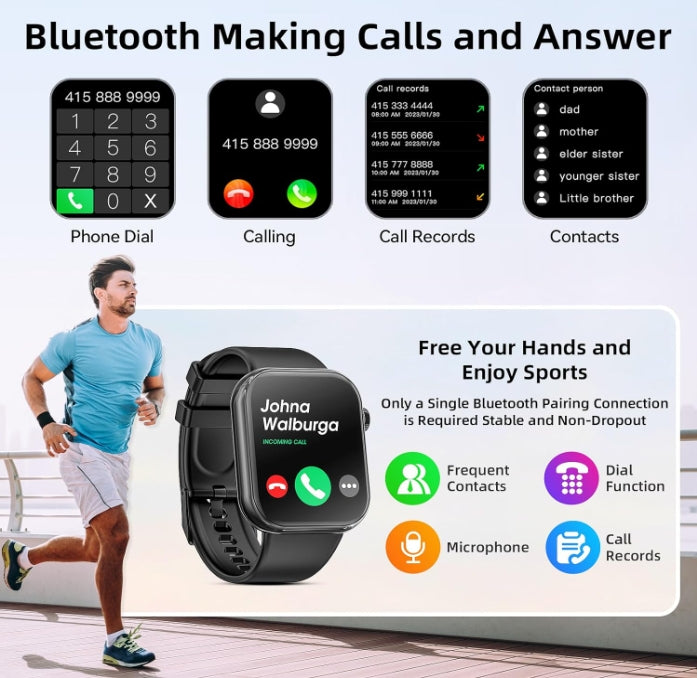 Smart Watch 44mm with Bluetooth Calling – Multi-Dial Display, Blood Oxygen Monitor, Sports & Game Modes – Compatible with iOS & Android – White + 2 Straps