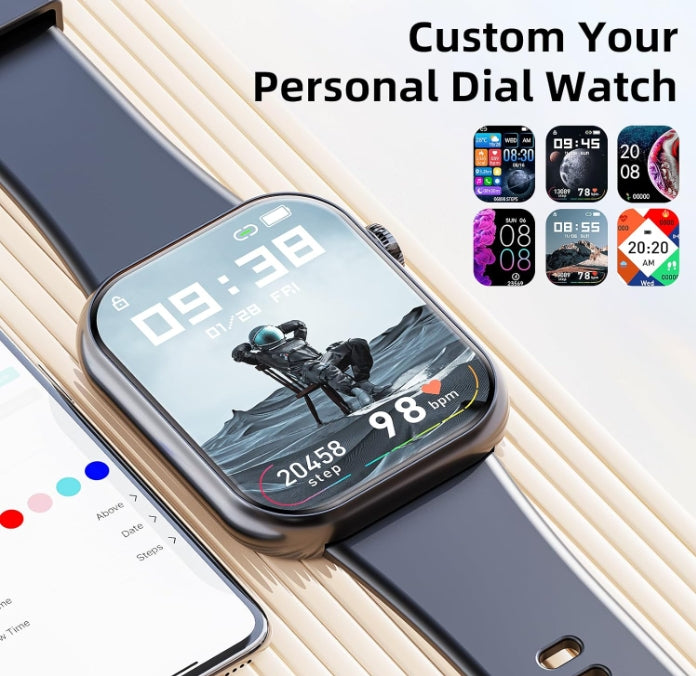 Smart Watch 44mm with Bluetooth Calling – Multi-Dial Display, Blood Oxygen Monitor, Sports & Game Modes – Compatible with iOS & Android – White + 2 Straps