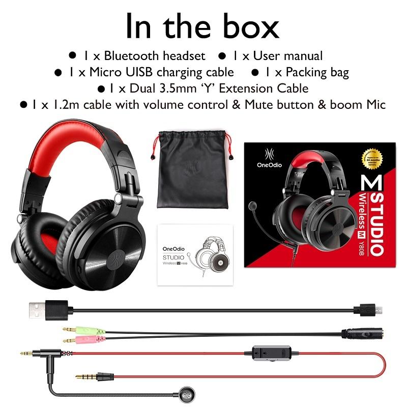 Wireless Gaming Headset – Black & Red, Noise Cancelling Mic, Surround Sound, Long Battery Life