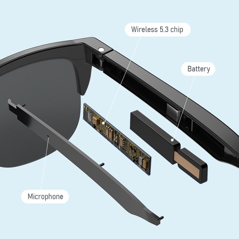 Bluetooth 5.3 Smart Sunglasses – Wireless Audio Headset with Anti-Glare Lenses & Touch Control