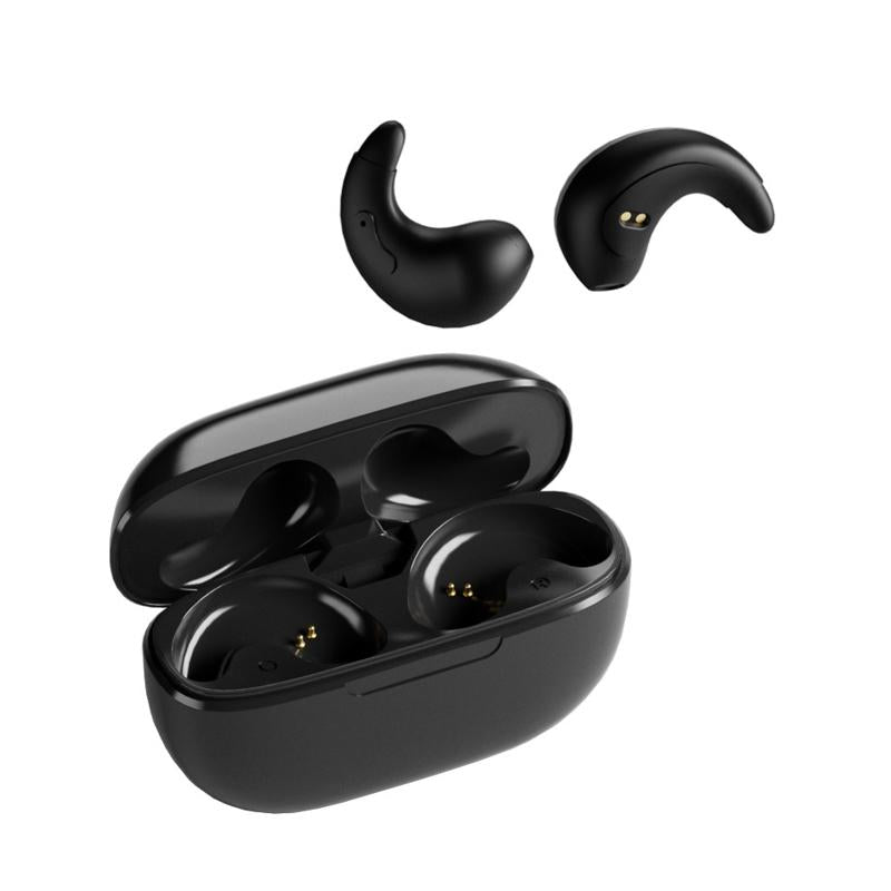 Bluetooth Earphones with Charging Case for Restful Sleep – Ultra-Light In-Ear Design (Black, Without Silicone Case)