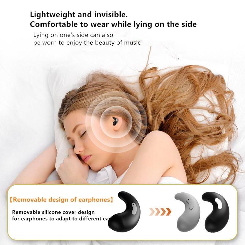 Bluetooth Earphones with Charging Case for Restful Sleep – Ultra-Light In-Ear Design (Black, Without Silicone Case)