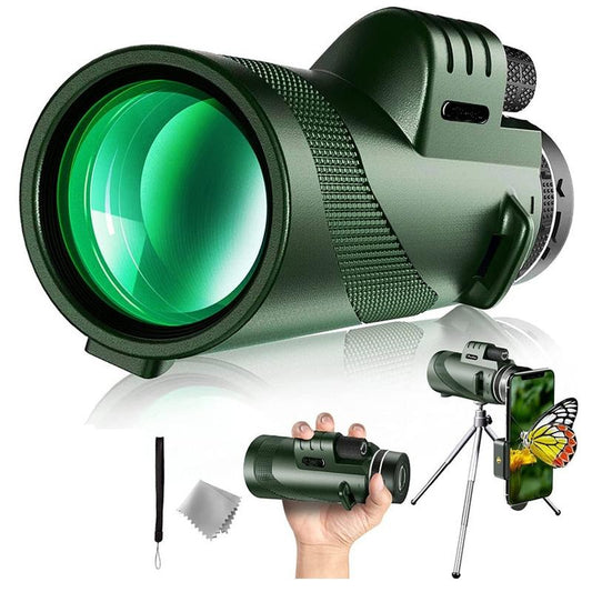40x60 High Power HD Monocular with Night Vision – Waterproof, Low Light Vision, Smartphone Compatible, Portable