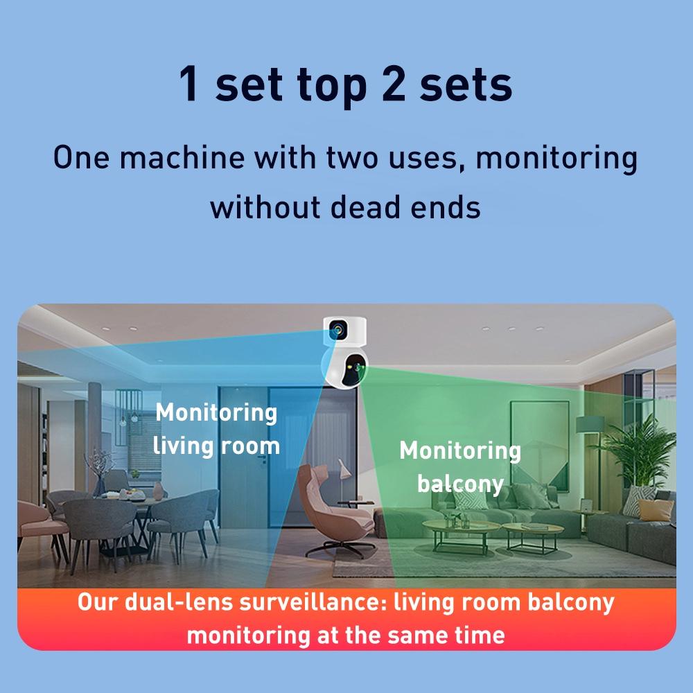 Wireless Smart PTZ Security Camera – 2MP Dual Lens, Auto Tracking, Night Vision, WiFi Surveillance Cam