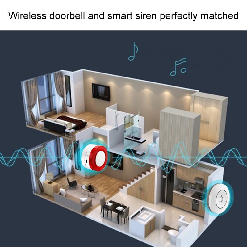 Compact Anti-Theft Wireless Doorbell Alarm – Button Triggered, Loud Siren Security Alert