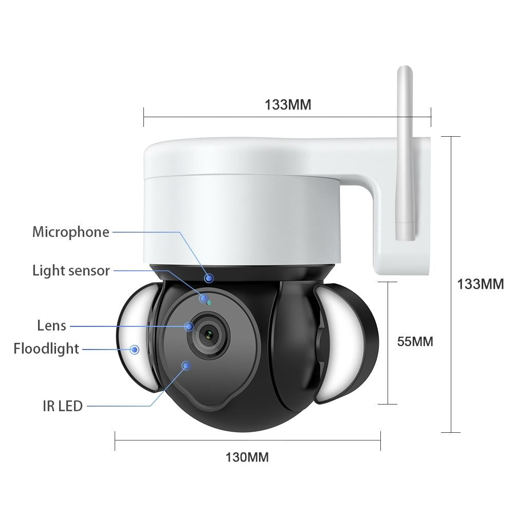 Smart Security Floodlight Camera – 4MP HD Resolution, Two-Way Audio, Motion Detection & Night Vision for Outdoor Surveillance