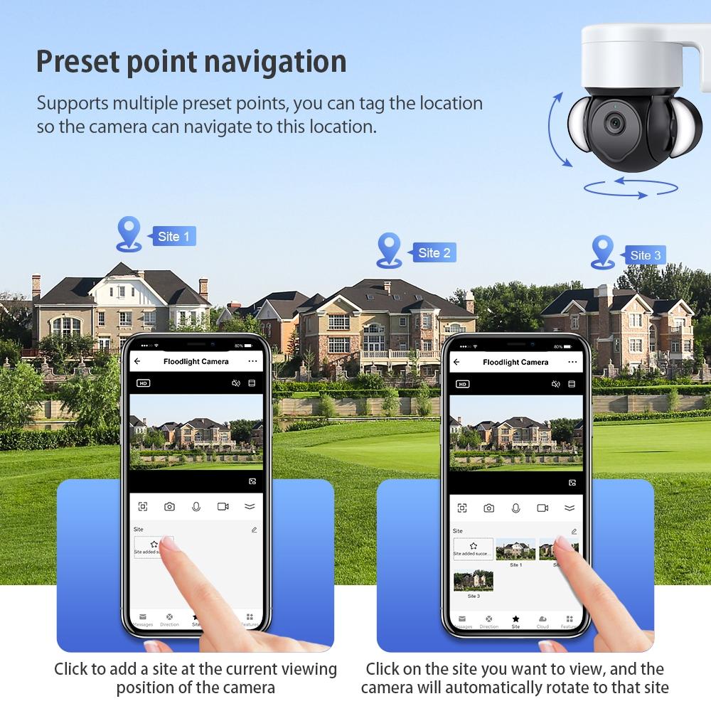 Smart Security Floodlight Camera – 4MP HD Resolution, Two-Way Audio, Motion Detection & Night Vision for Outdoor Surveillance
