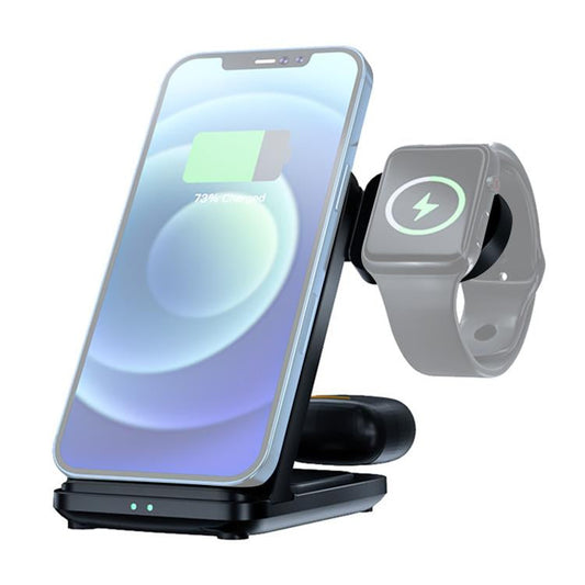 3-in-1 15W Wireless Charging Station – Fast Qi Charger for Phone, Earbuds & Smartwatch