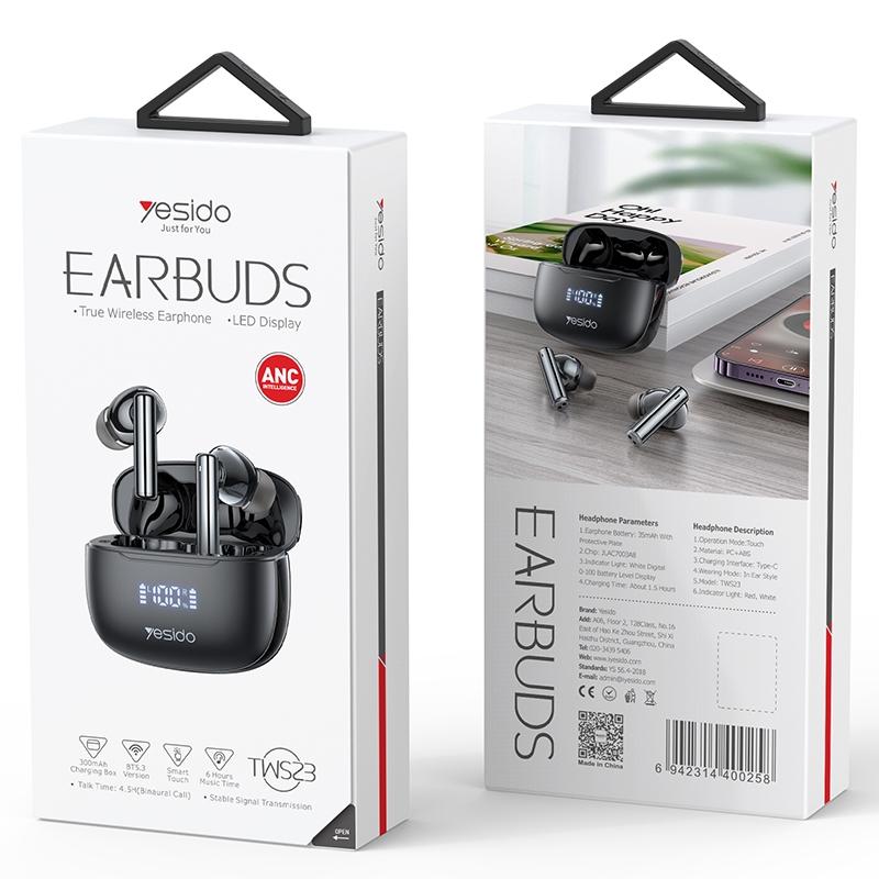 Wireless Bluetooth 5.0 Earphones with ANC & LED Display – Active Noise Cancelling, Hi-Fi Sound, Long Battery Life