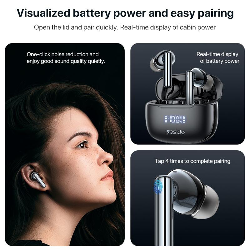 Wireless Bluetooth 5.0 Earphones with ANC & LED Display – Active Noise Cancelling, Hi-Fi Sound, Long Battery Life