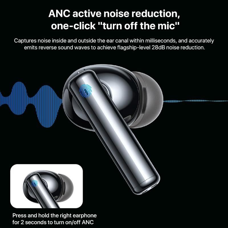 Wireless Bluetooth 5.0 Earphones with ANC & LED Display – Active Noise Cancelling, Hi-Fi Sound, Long Battery Life