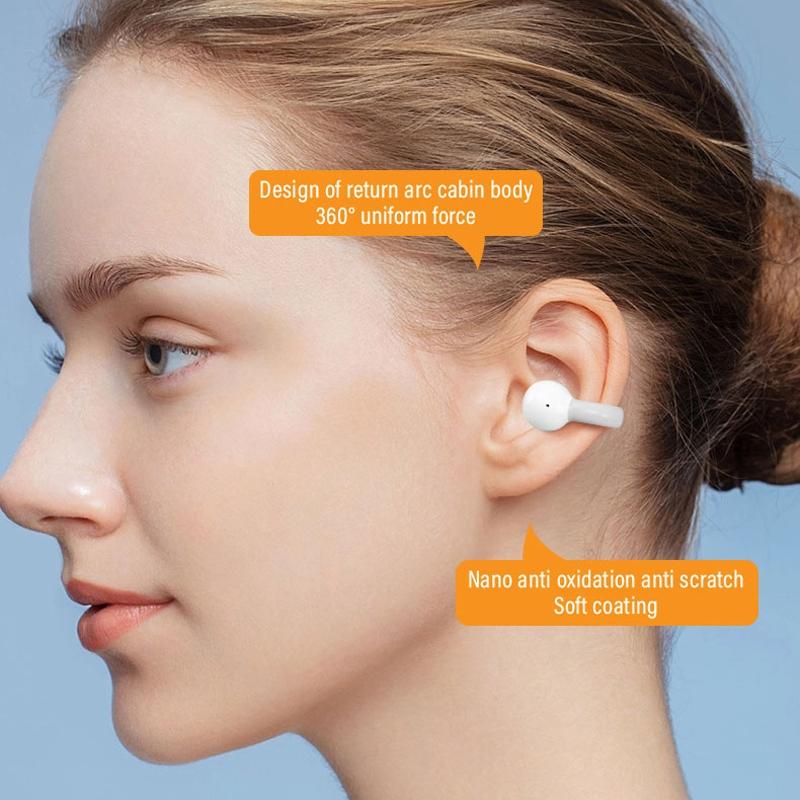 Touch Bone Conduction Bluetooth Earphone with Charging Case – Ear Clip Design, Grey Wireless Headset