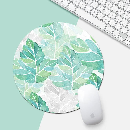 22cm Green Sunflower Pattern Mouse Pad – Non-Slip Rubber Base, Smooth Surface for Office & Gaming