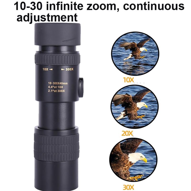 High Definition Monocular Telescope – 10-300X40 Zoom, Tripod & Phone Holder Included