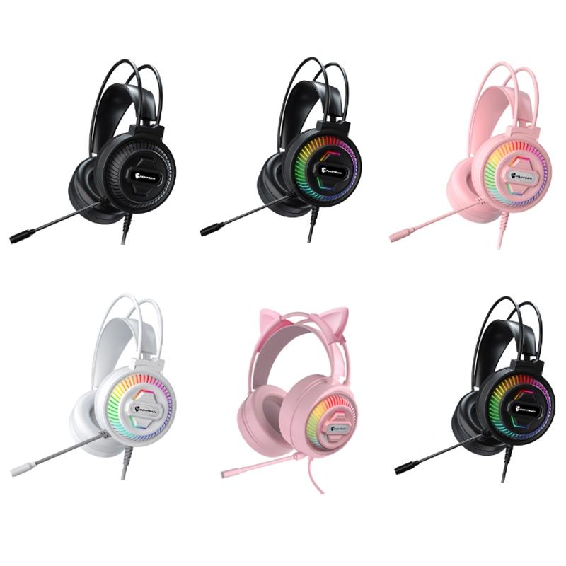USB Head-Mounted RGB Headset – 3.5mm Wired, Luminous Black, Noise Cancelling Mic, Gaming Compatible