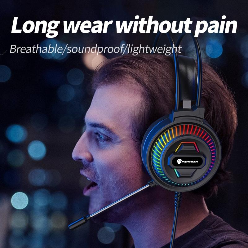 USB Head-Mounted RGB Headset – 3.5mm Wired, Luminous Black, Noise Cancelling Mic, Gaming Compatible
