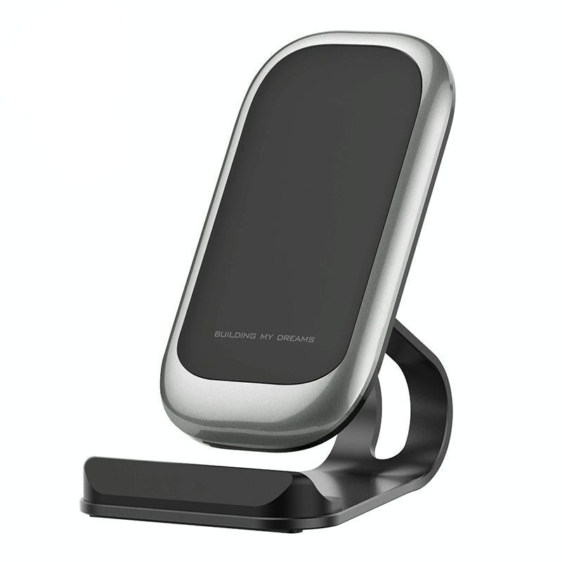 15W Multifunctional Wireless Charger with Stand – Silver | Fast Qi Charging Dock for Phone, Watch & Earbuds
