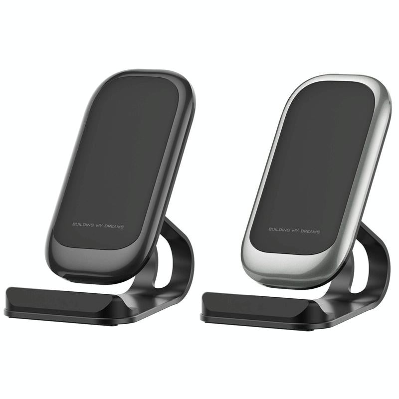 15W Multifunctional Wireless Charger with Stand – Silver | Fast Qi Charging Dock for Phone, Watch & Earbuds