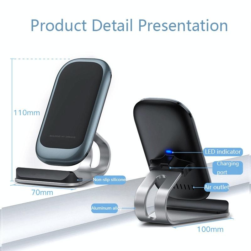 15W Multifunctional Wireless Charger with Stand – Silver | Fast Qi Charging Dock for Phone, Watch & Earbuds