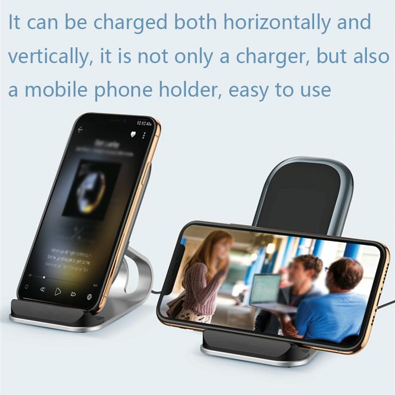 15W Multifunctional Wireless Charger with Stand – Silver | Fast Qi Charging Dock for Phone, Watch & Earbuds