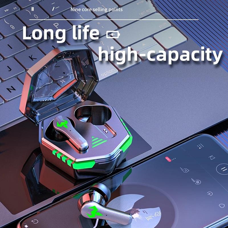 Low Latency Wireless Bluetooth Game Earphones with Colorful Lights. Non-Digital Display, Gaming Headphones