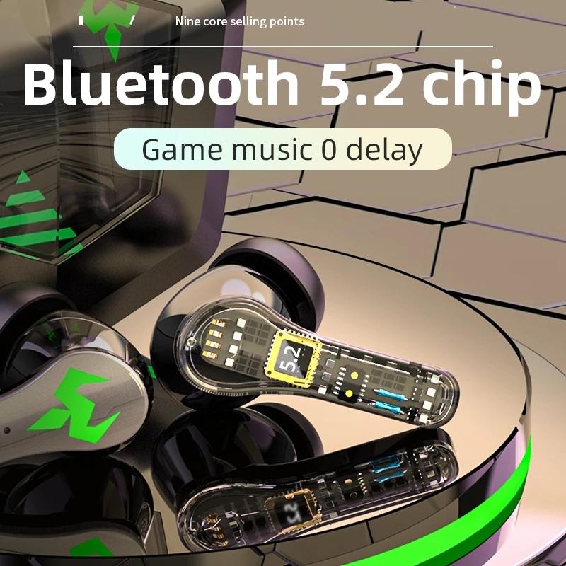 Low Latency Wireless Bluetooth Game Earphones with Colorful Lights. Non-Digital Display, Gaming Headphones